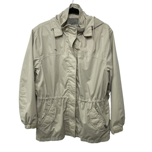 Pacific Trail Women's Ivory Hooded Full Zip Jacket Coat Outdoor Spring Rain M - Picture 1 of 13